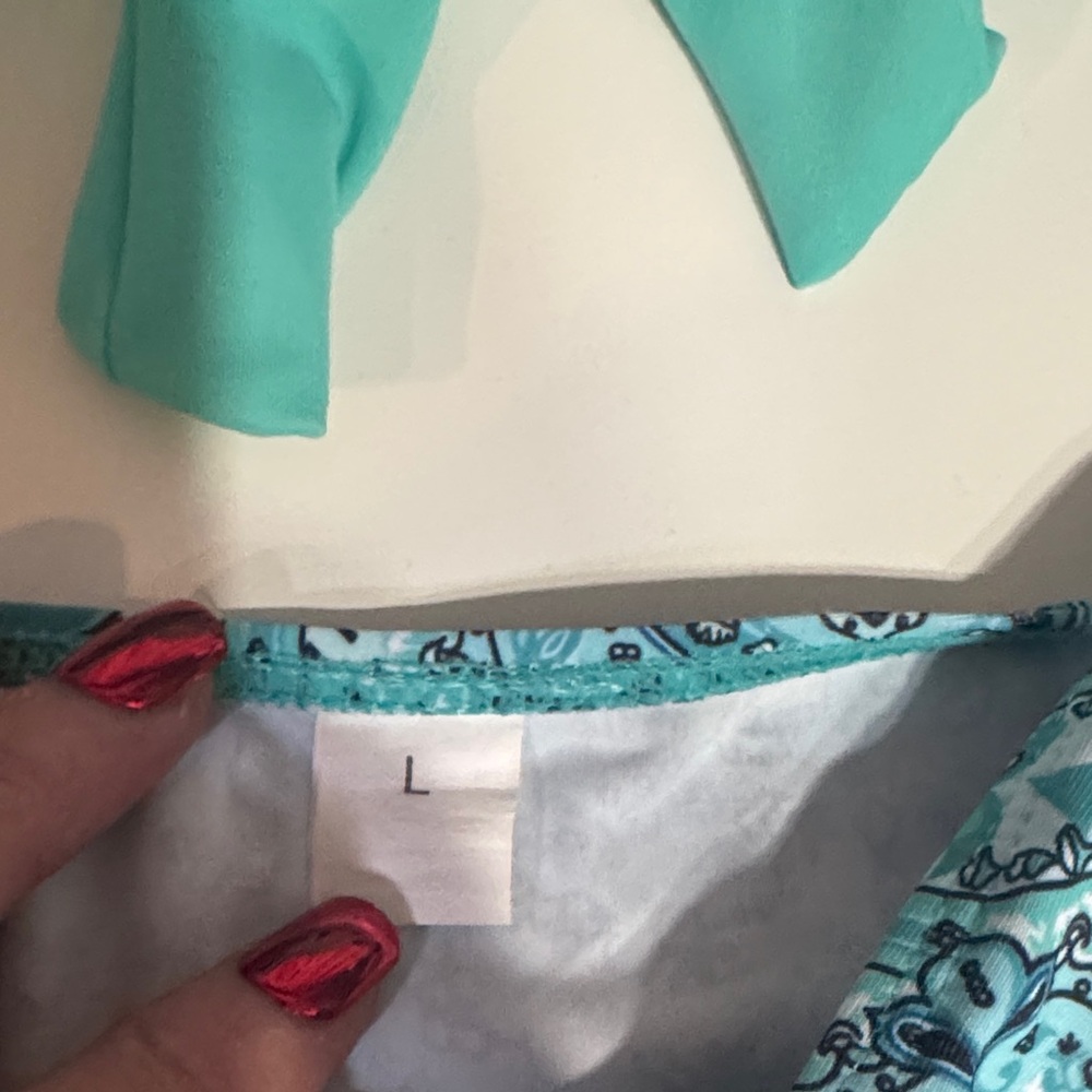 Turquoise Bikini Set With Patterned Bottom - image 2